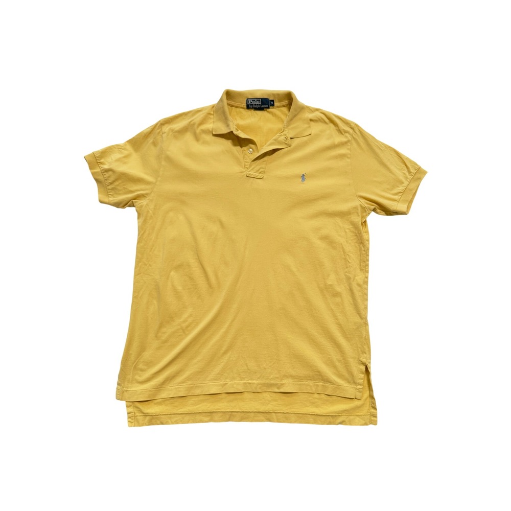 Polo Ralph Lauren Polo Shirt Mens M Yellow Excellent Vintage Short Sleeve Pony